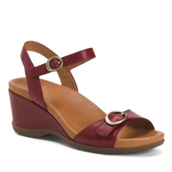 DANSKO NWB Sz 39 Red  Leather Arielle Glazed Kid Comfort Sandals - Picture 9 of 11